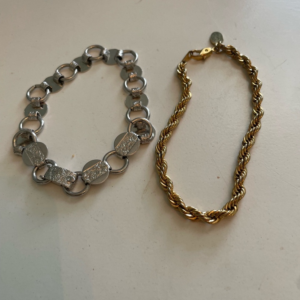 Chic Silver and Gold Bracelet Duo